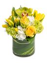 Composizione elegante di fiori freschi bianchi e gialli